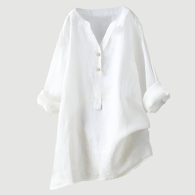 RAVENNA – Women's Oversized Blouse with a V-neck and Buttons