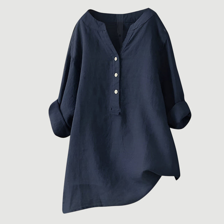 RAVENNA – Women's Oversized Blouse with a V-neck and Buttons