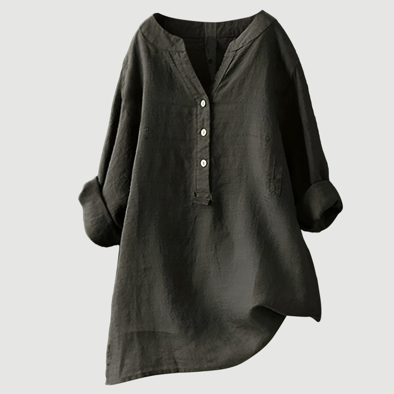 RAVENNA – Women's Oversized Blouse with a V-neck and Buttons