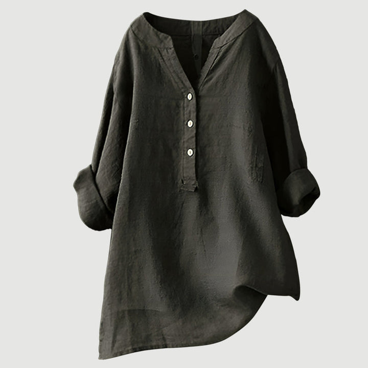 RAVENNA – Women's Oversized Blouse with a V-neck and Buttons