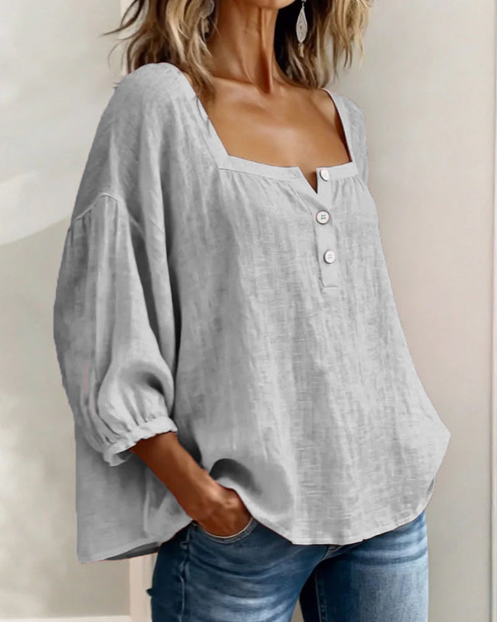 Square Neck Balloon Sleeve Shirt
