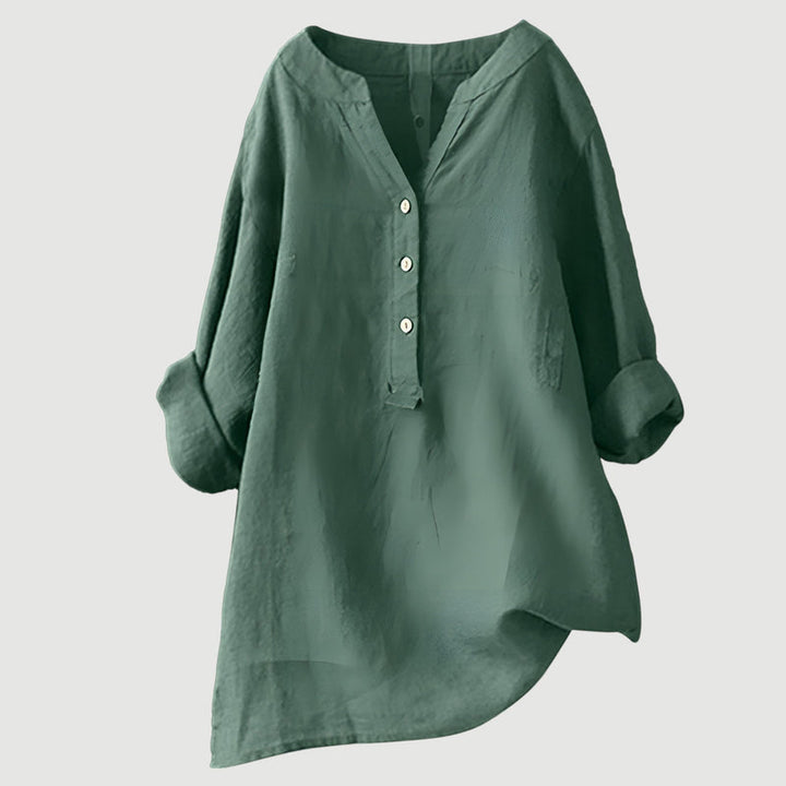 RAVENNA – Women's Oversized Blouse with a V-neck and Buttons
