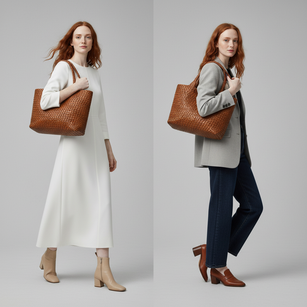 Lana hand-woven leather tote bag