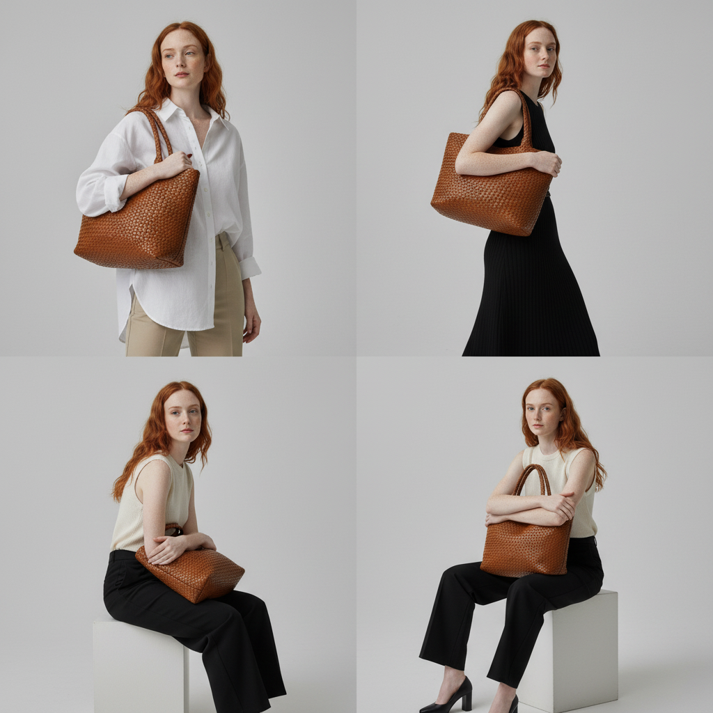 Lana hand-woven leather tote bag