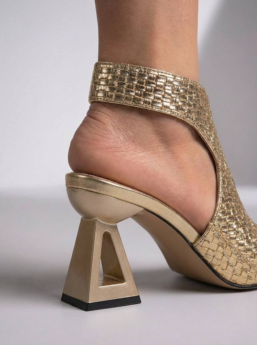 Graciela™ | Elegant Braided Sandal with Geometric Heel