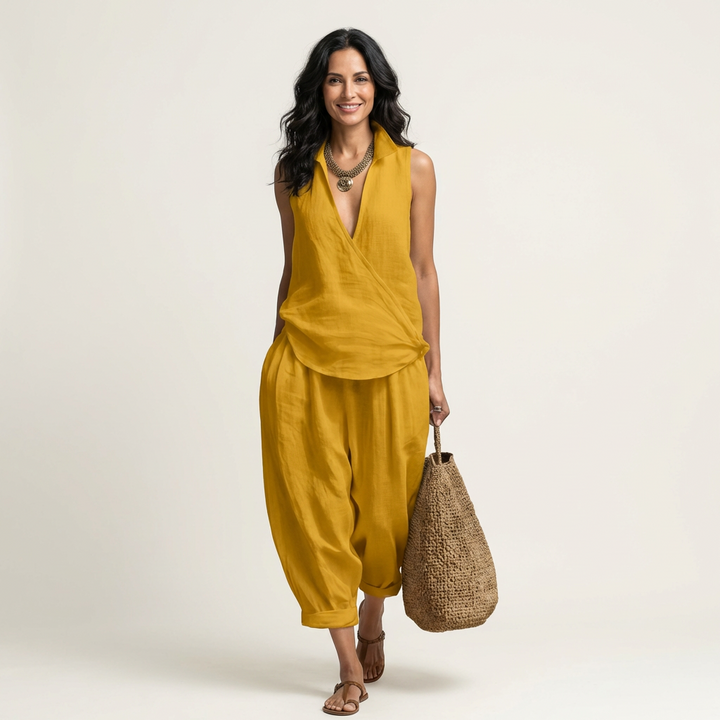 Solene | Wrap Top & Wide-Leg Trouser Set
