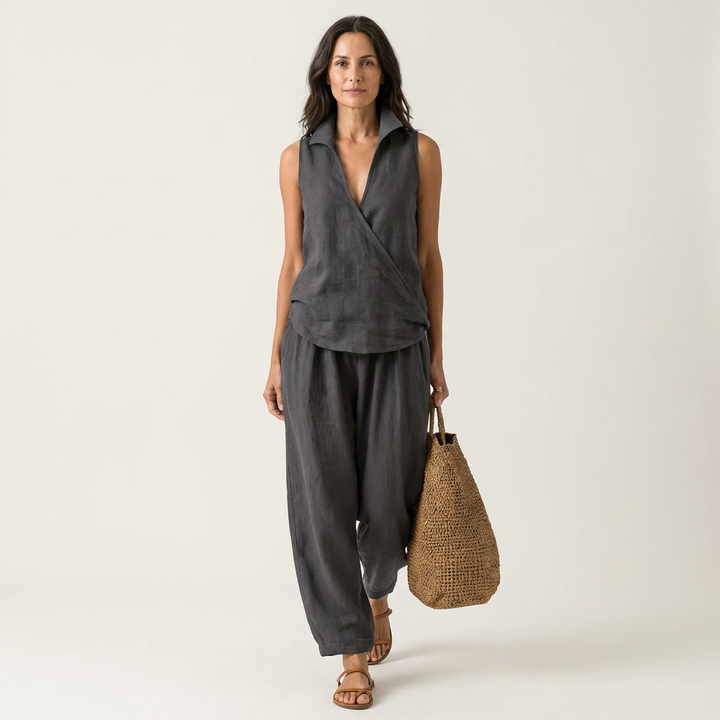 Twiila | Wickeloberteil & Weite-Hosen-Set