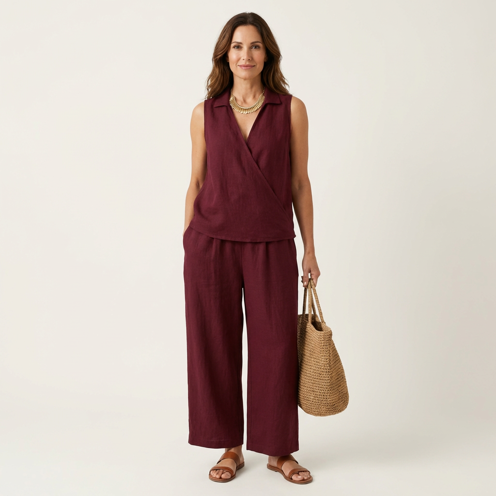 Solene | Wrap Top & Wide-Leg Trouser Set