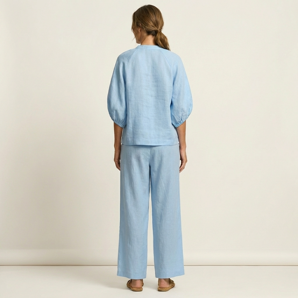 Marlene | Puff Sleeve Two-Piece Set with Front Zip