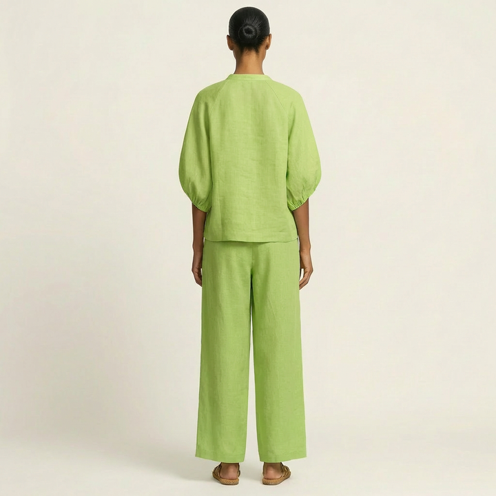 Marlene | Puff Sleeve Two-Piece Set with Front Zip