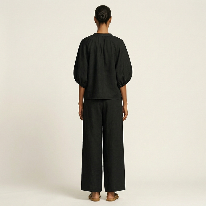 Marlene | Puff Sleeve Two-Piece Set with Front Zip