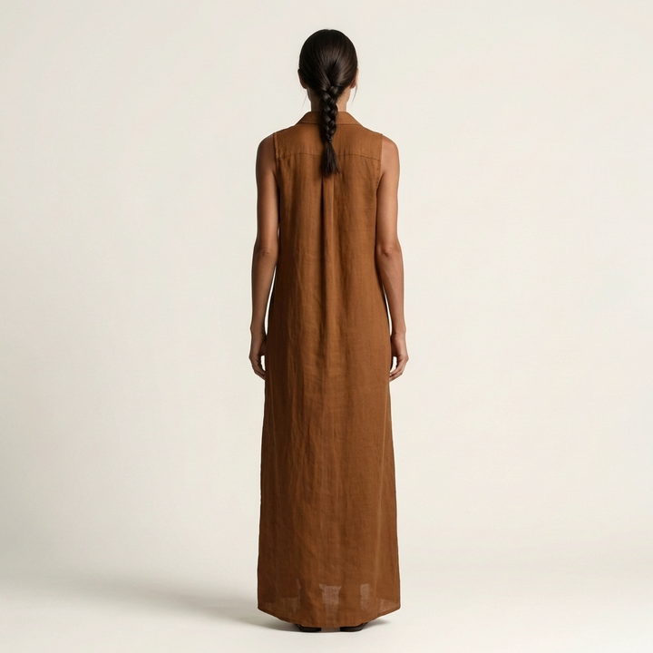 Mirabelle | Sleeveless Hooded Maxi Dress with Button Front