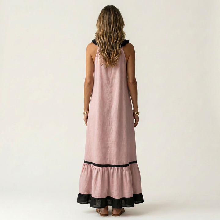 Emeline | Sleeveless Maxi Dress with Ruffle Neckline