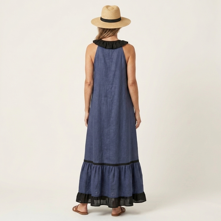 Emeline | Sleeveless Maxi Dress with Ruffle Neckline