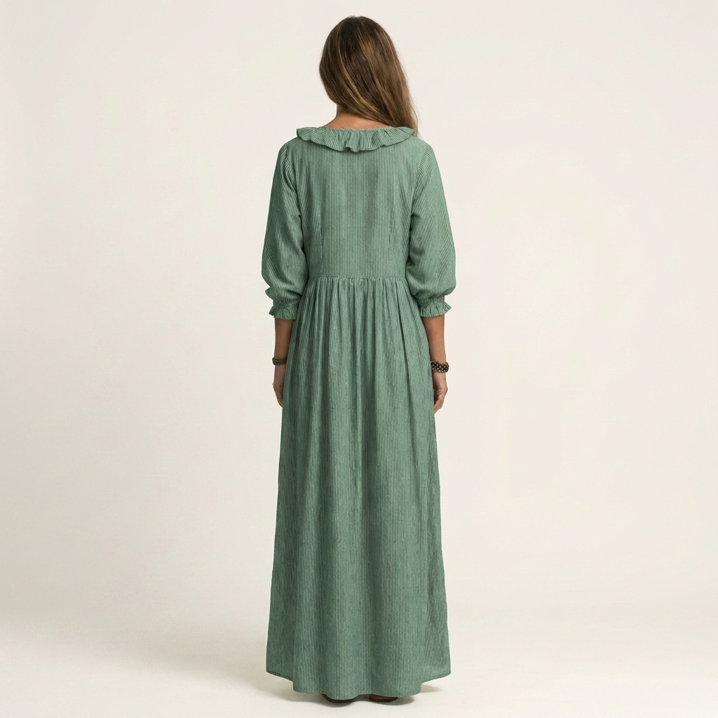 Josee | Striped Maxi Dress with Lantern Sleeves