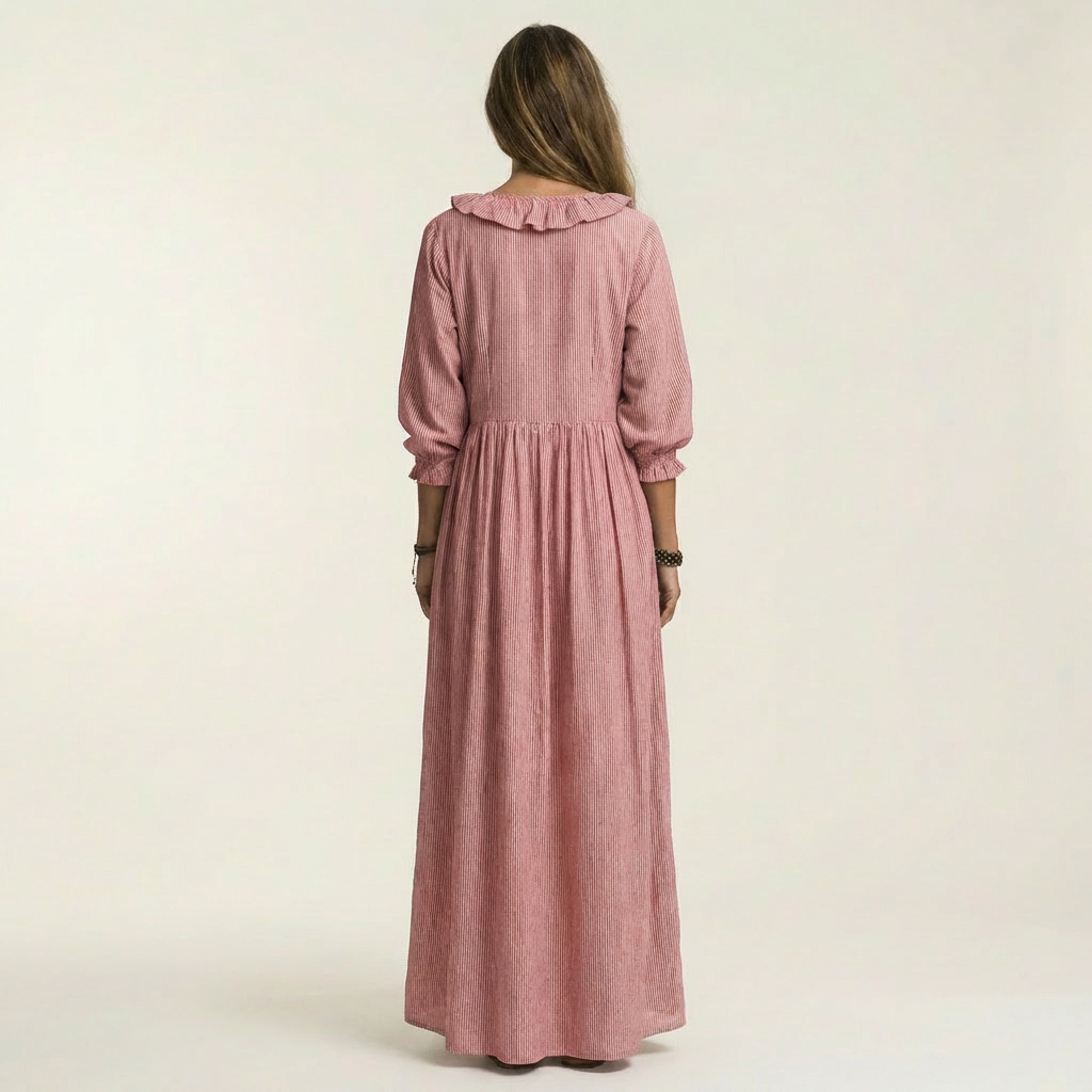 Josee | Striped Maxi Dress with Lantern Sleeves