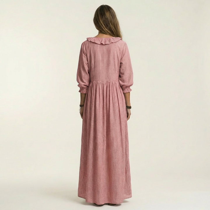 Josee | Striped Maxi Dress with Lantern Sleeves