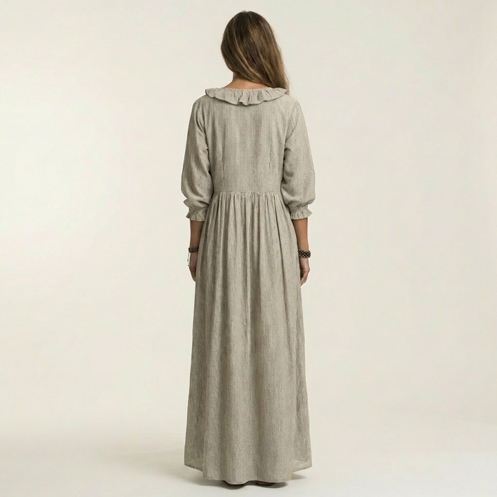 Josee | Striped Maxi Dress with Lantern Sleeves