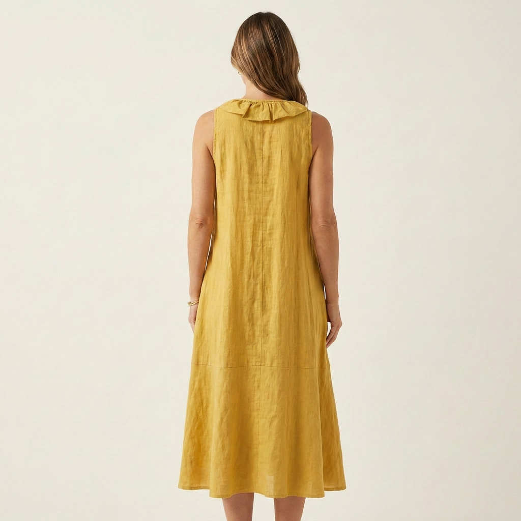 Victoire | Sleeveless Maxi Dress with Ruffles and V-Neck