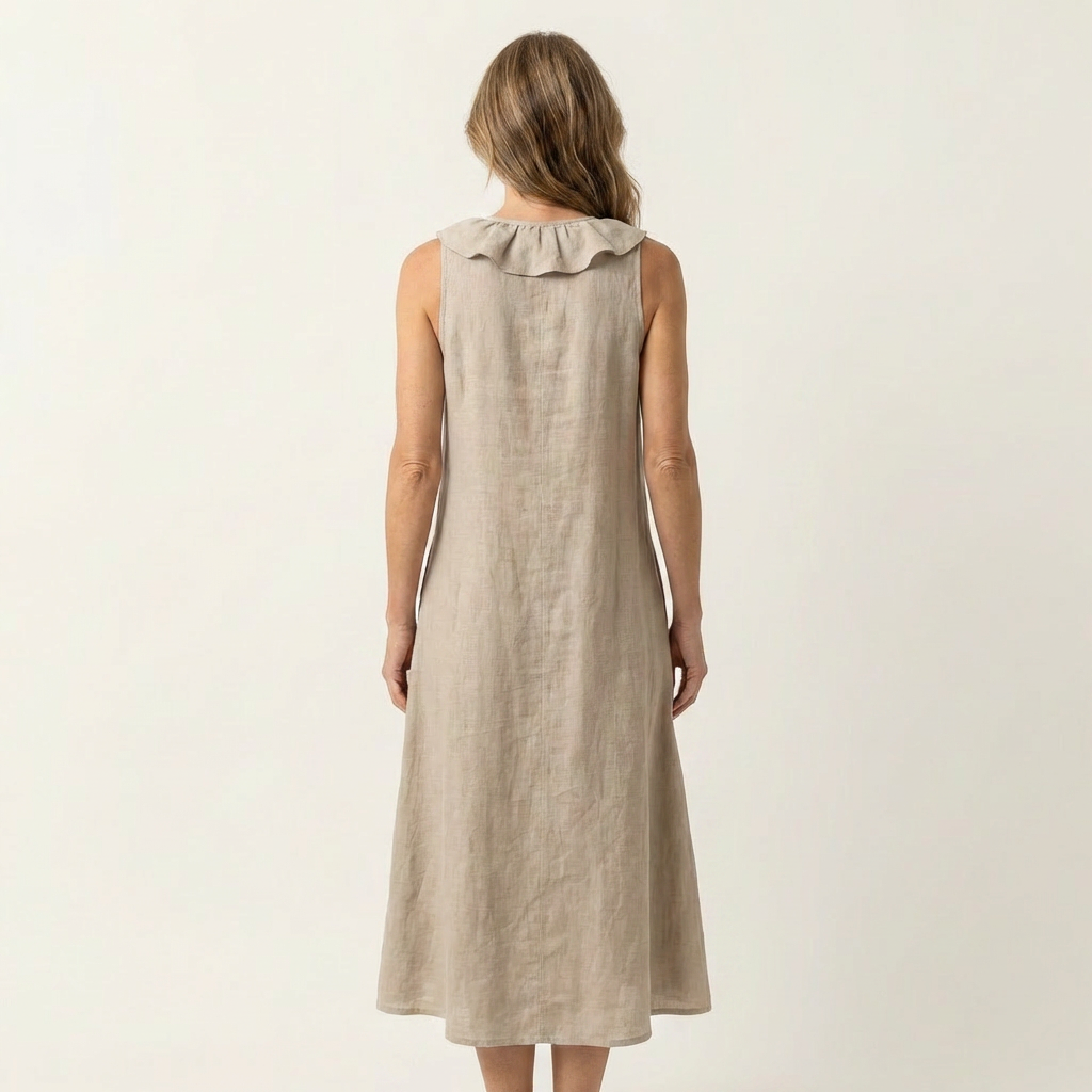 Victoire | Sleeveless Maxi Dress with Ruffles and V-Neck