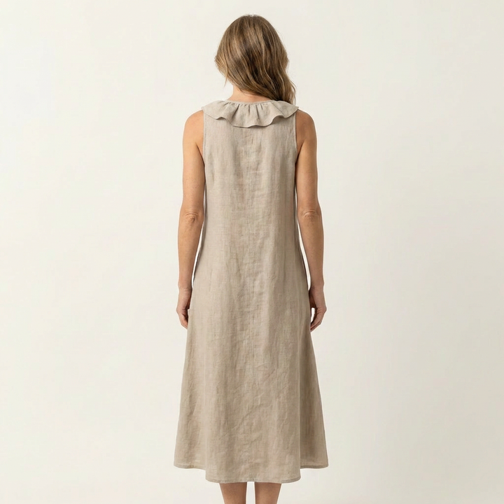 Victoire | Sleeveless Maxi Dress with Ruffles and V-Neck