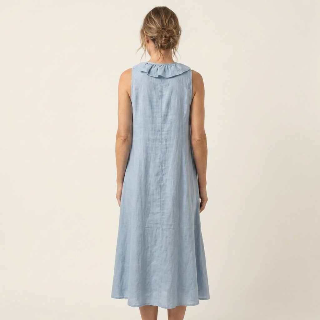 Victoire | Sleeveless Maxi Dress with Ruffles and V-Neck