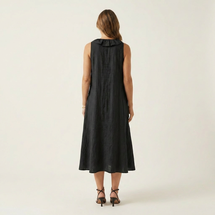 Victoire | Sleeveless Maxi Dress with Ruffles and V-Neck