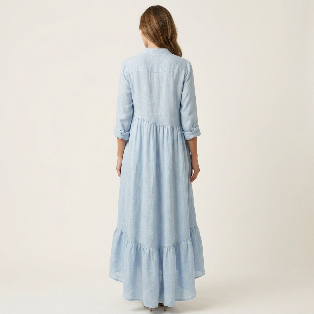 Gisele | Button-Front Maxi Dress with Ruffle Hem