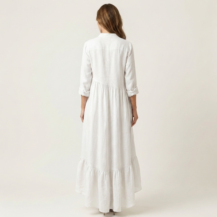 Gisele | Button-Front Maxi Dress with Ruffle Hem