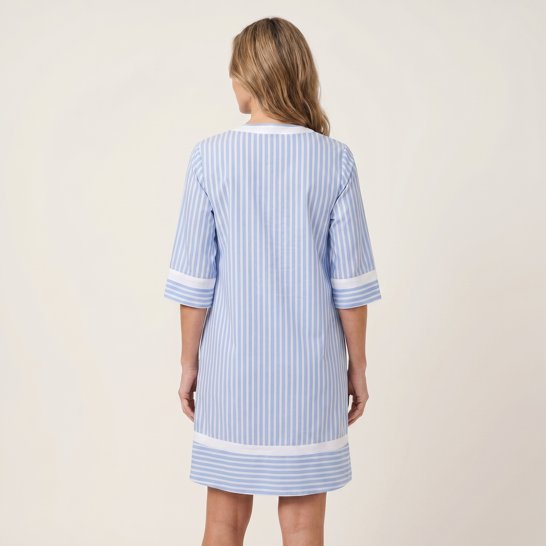 Sanina | Kontrastbesatz Streifen V-Ausschnitt Shift Kleid