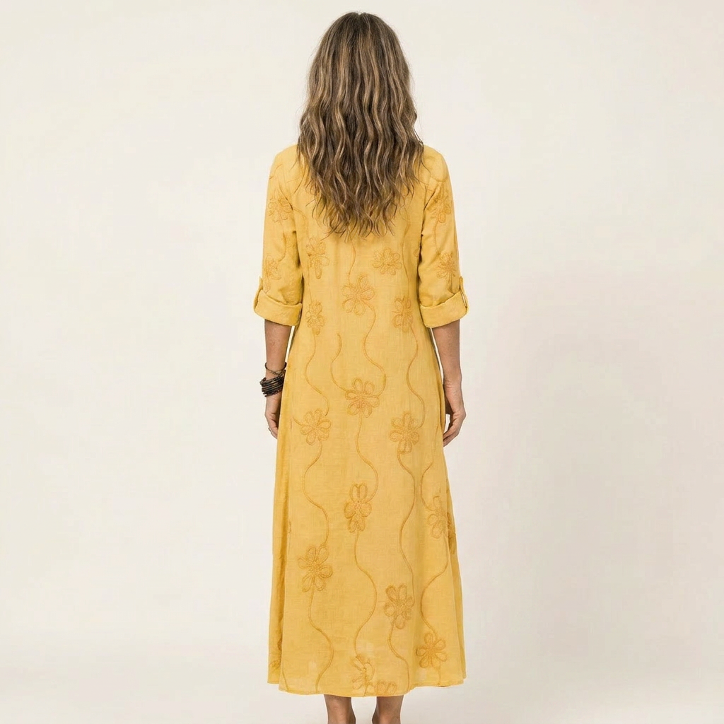 Marianne | Maxi Dress with Tonal Floral Embroidery