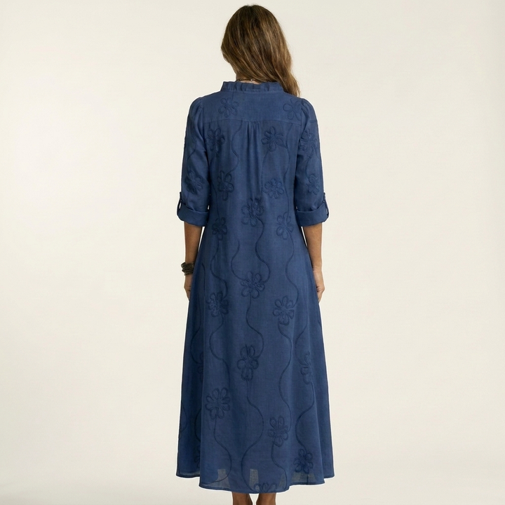 Marianne | Maxi Dress with Tonal Floral Embroidery