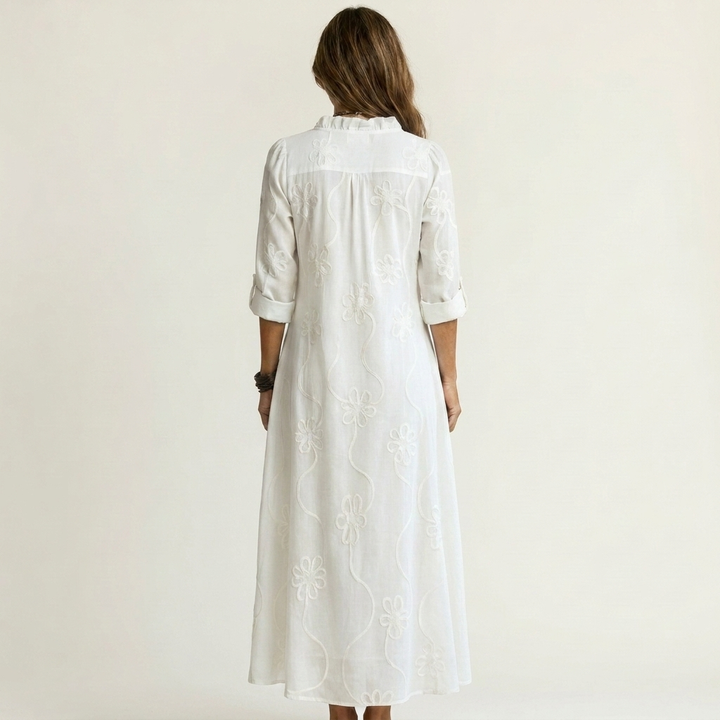 Mariam | Maxikleid mit tonalem Blumengestick