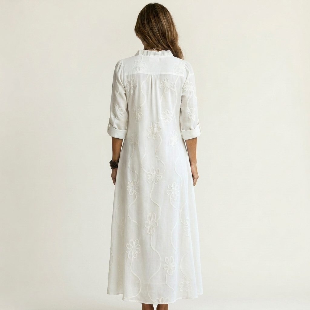 Marianne | Maxi Dress with Tonal Floral Embroidery