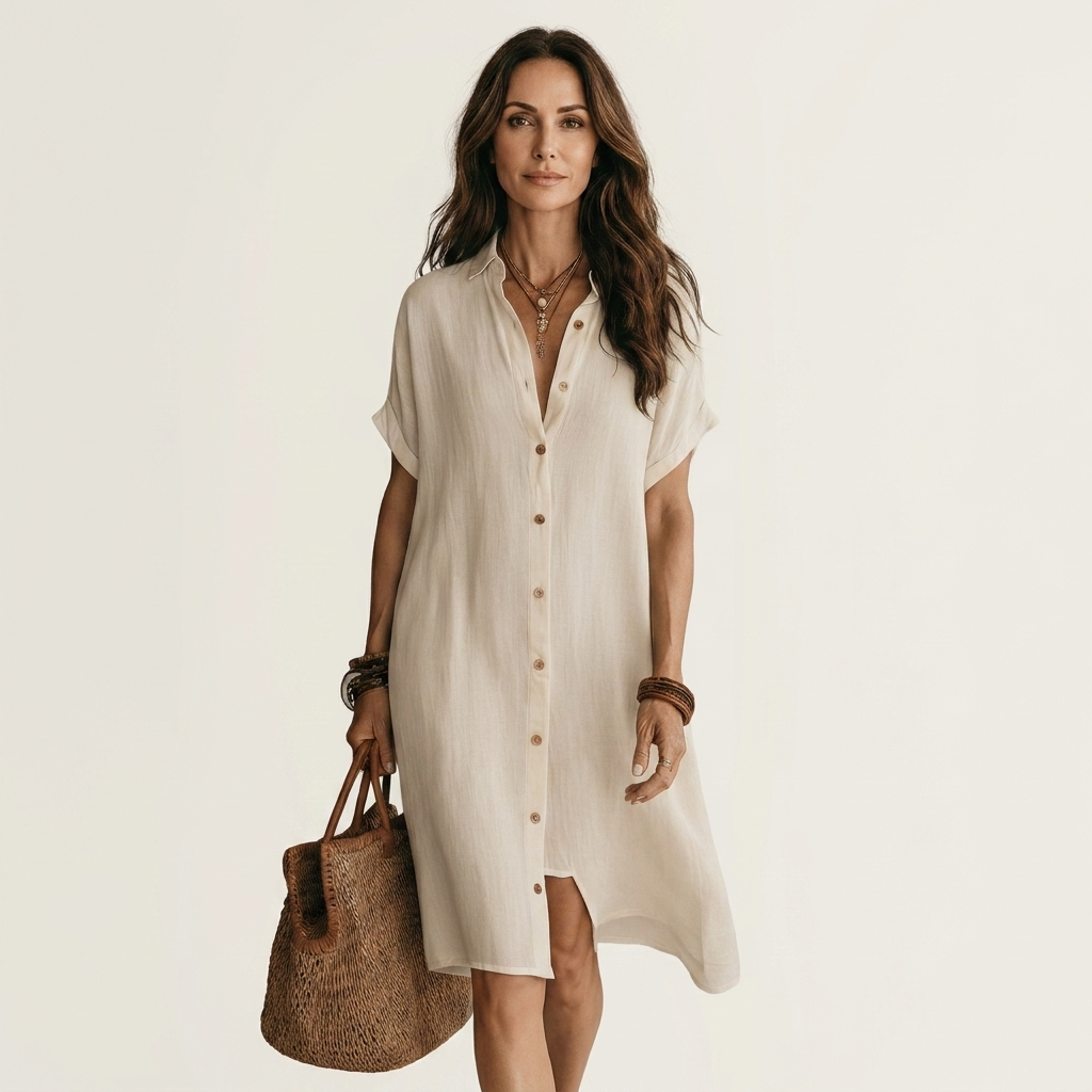 Nidalie | Midi Hemdkleid mit aufgerollten Ärmeln
