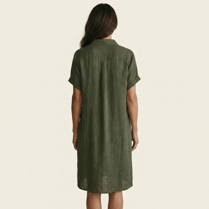 Nadege | Midi Shirt Dress with Rolled Cuffs