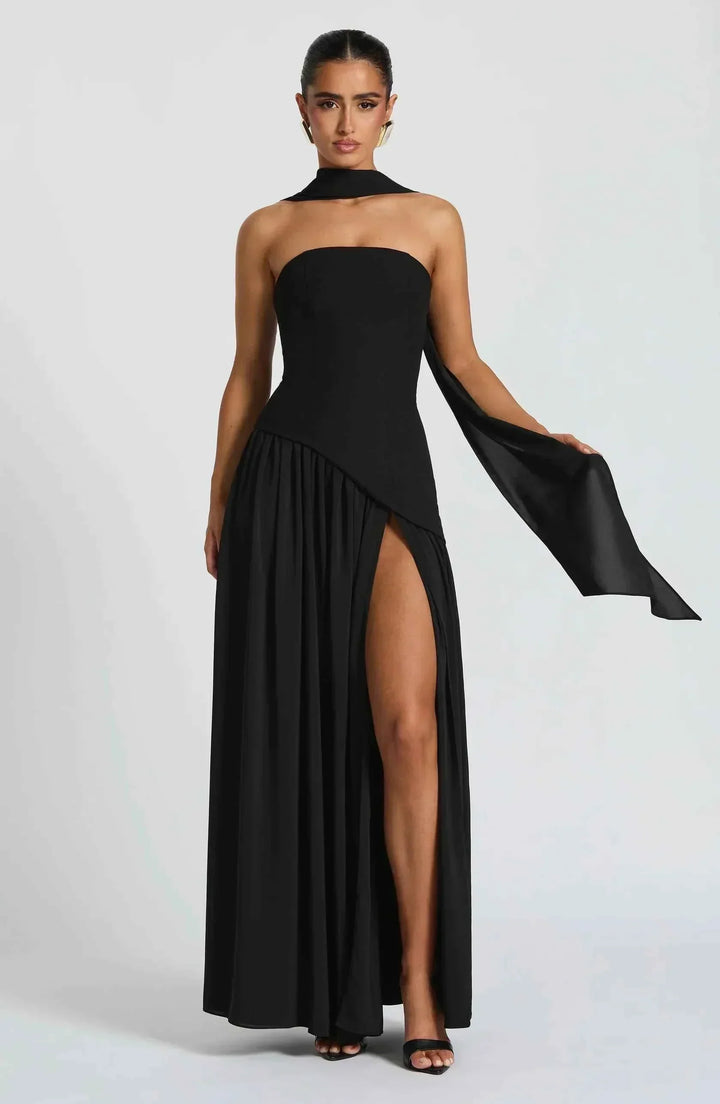 Maliyah | Long Wedding Dress With Slit And Drapery