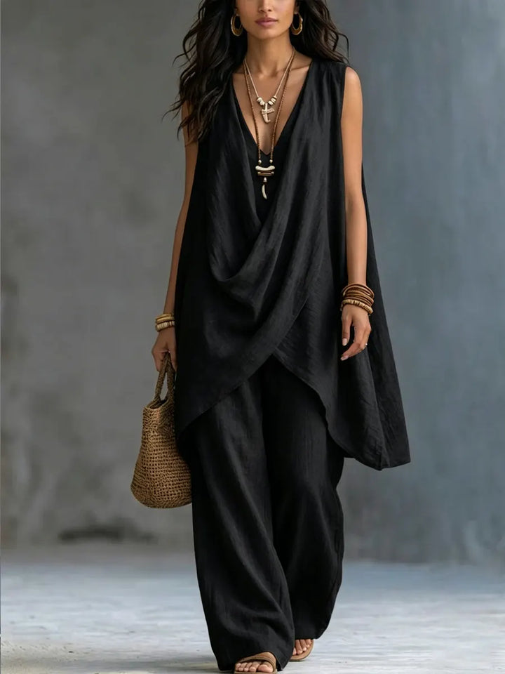 Ginevra | Draped Set with Wide Trousers
