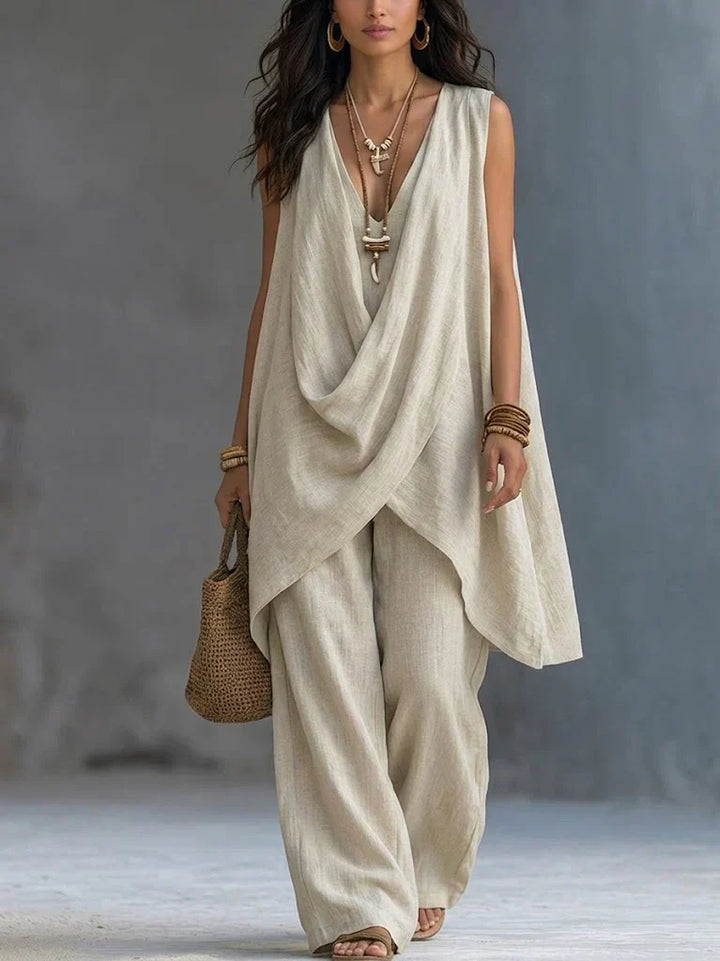 Ginevra | Draped Set with Wide Trousers