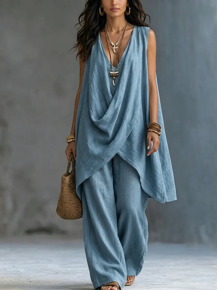 Ginevra | Draped Set with Wide Trousers