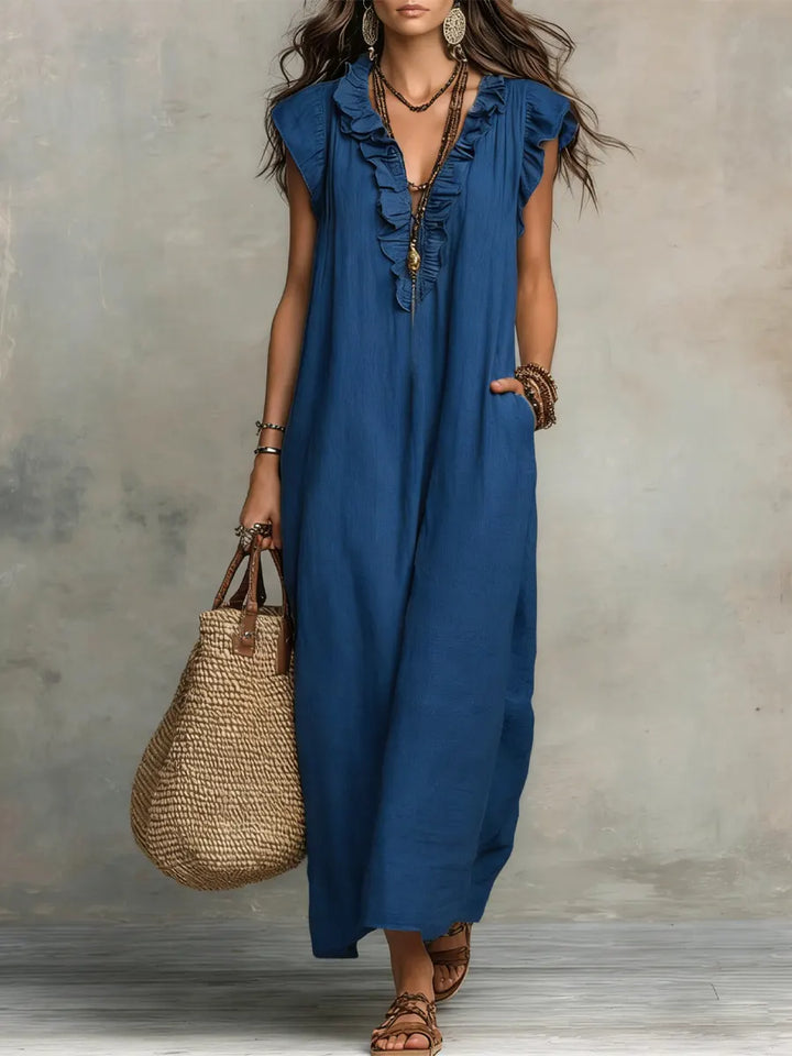 Corina's - Flowy Linen Boho Maxi Dress