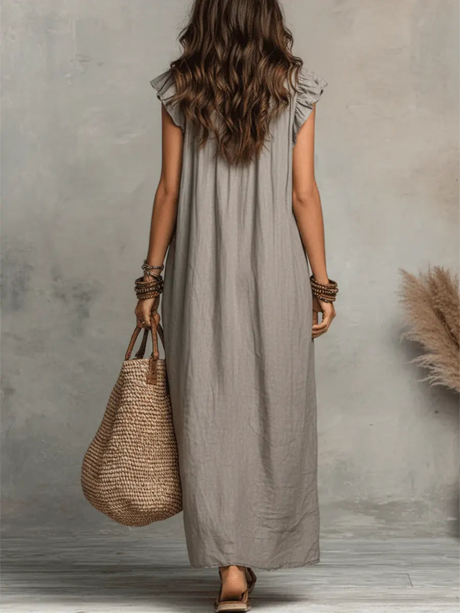 Corina's - Flowy Linen Boho Maxi Dress