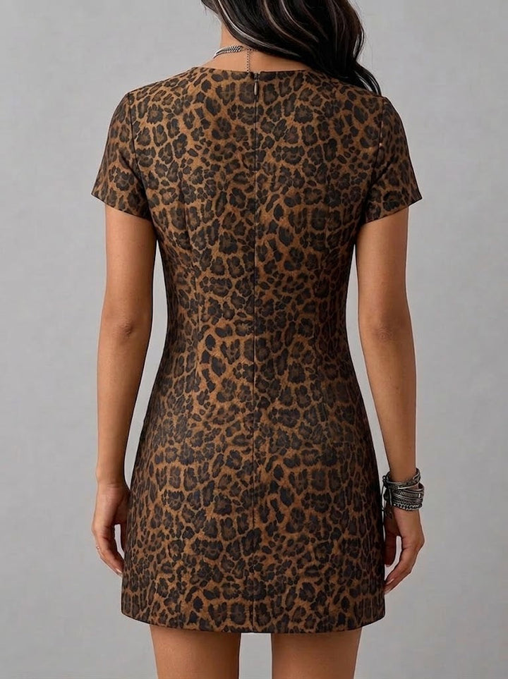 Sleek, Form-fitting Leopard-print Mini Dress