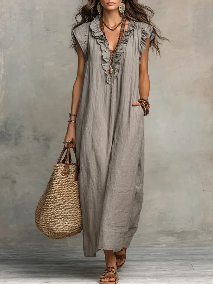 Corina's - Flowy Linen Boho Maxi Dress