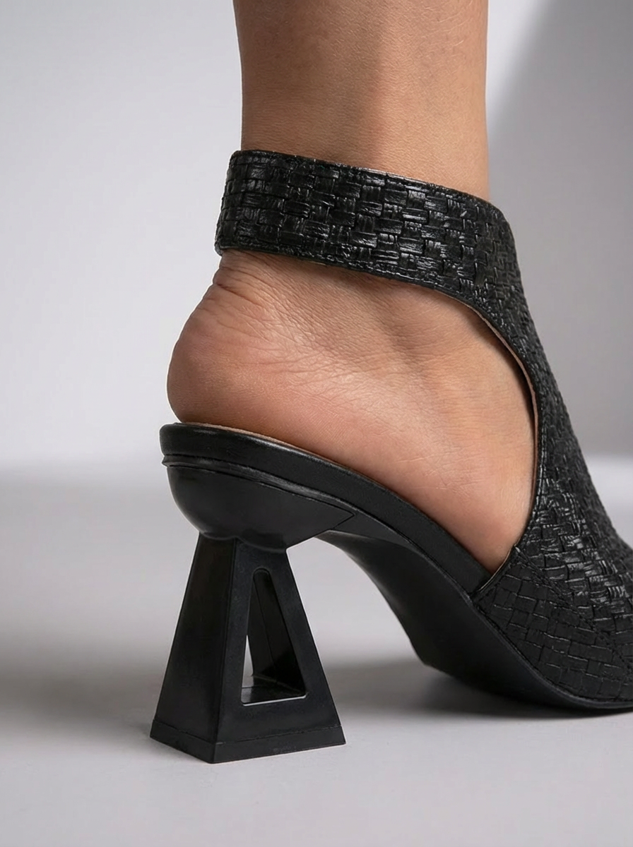 Graciela™ | Elegant Braided Sandal with Geometric Heel
